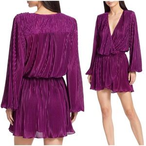 {Ramy Brook} Joanna Pleated Minidress, Plum Berry, Size XXS